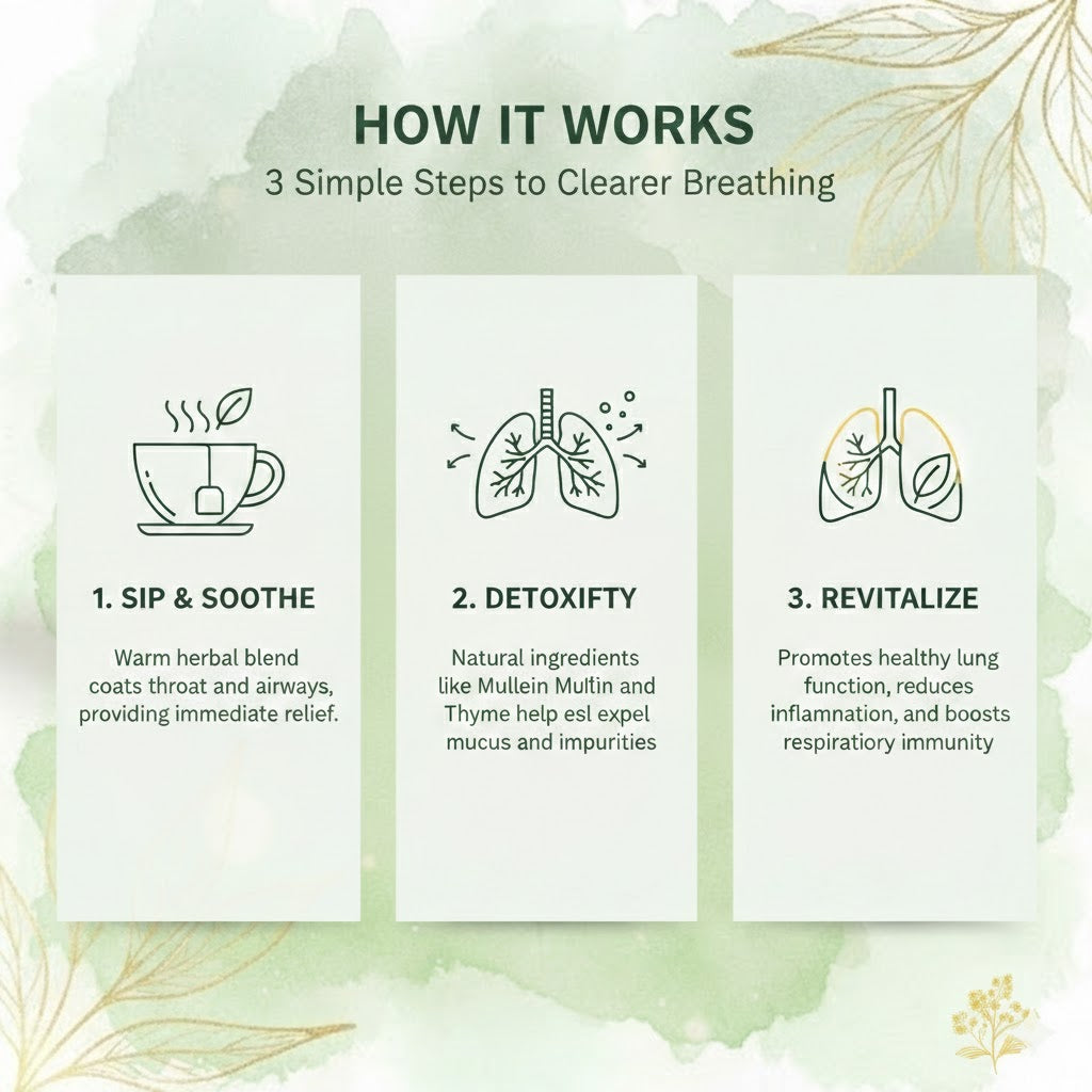 Mullein & Co Lung Support Tea – Caffeine-Free, 15 Bags