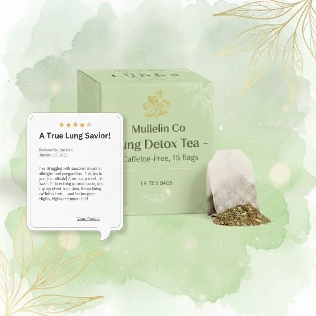 Mullein & Co Lung Support Tea – Caffeine-Free, 15 Bags